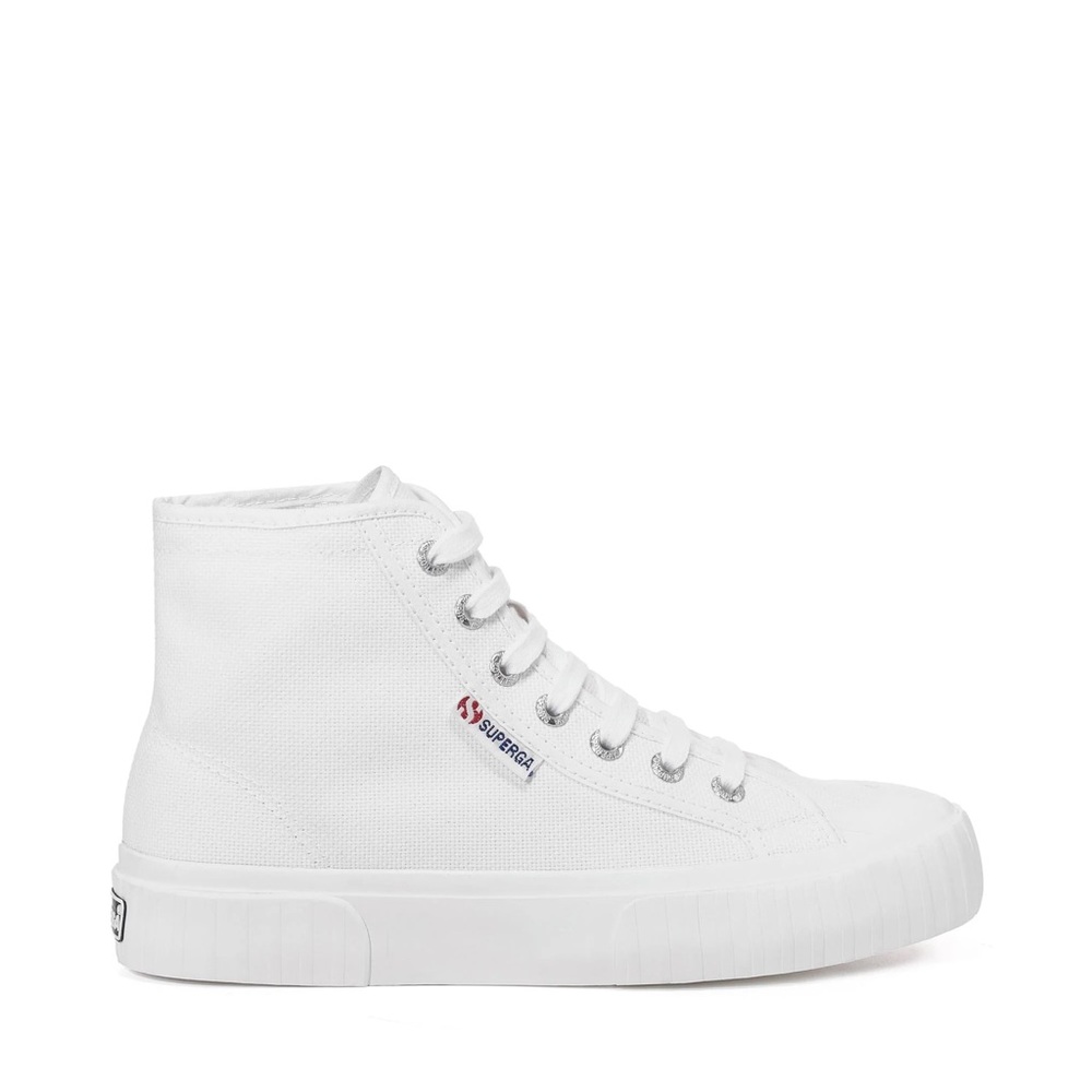Superga 2696 Women Stripe Mid Cut White Sneakers